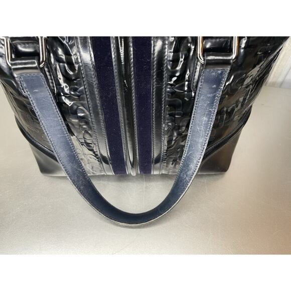Gucci Horsebit Sherry Line Square Doctor's Bag Handbag Navy Patent Leather - Picture 14 of 16